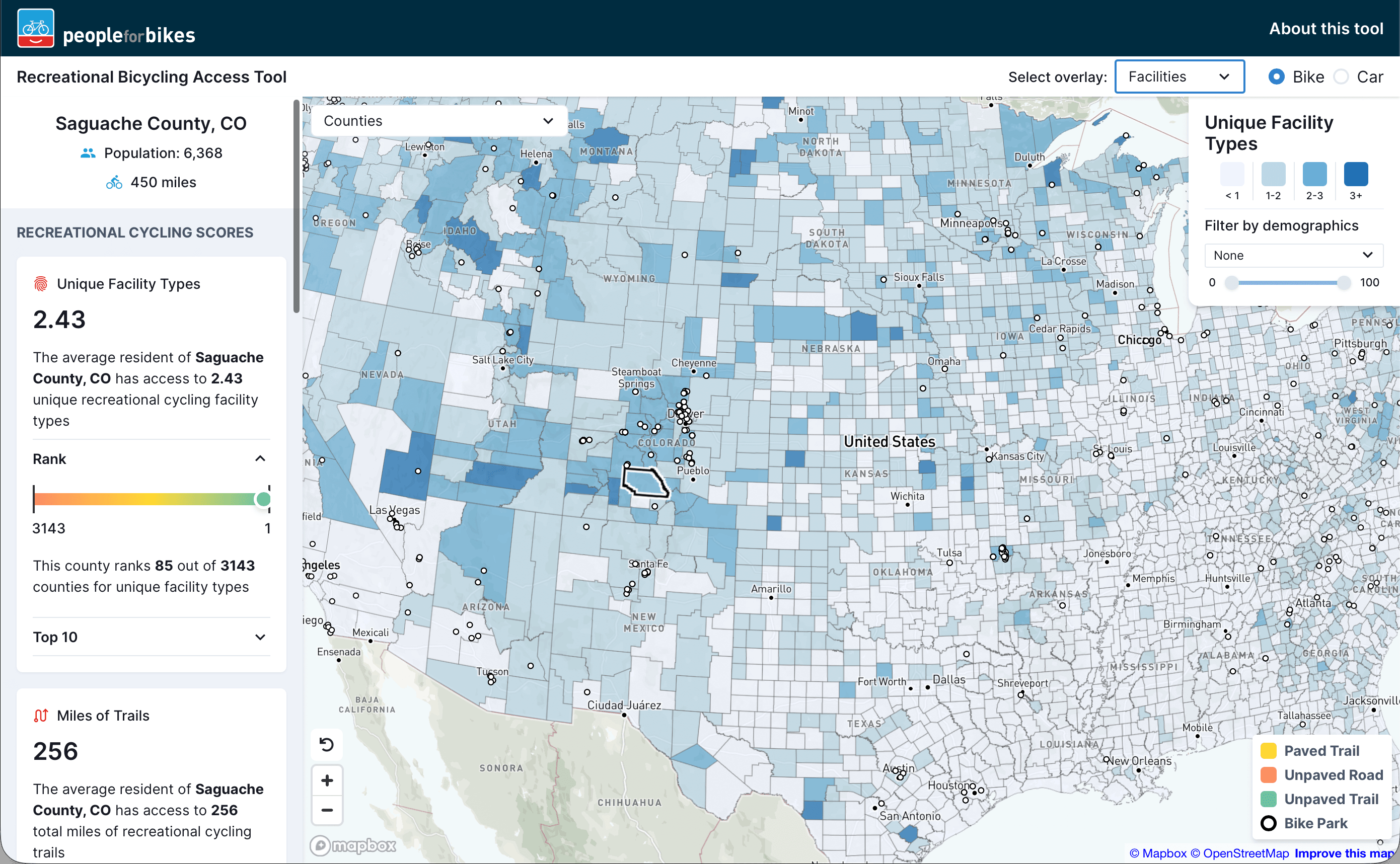 Recreational Bicycling Access Tool